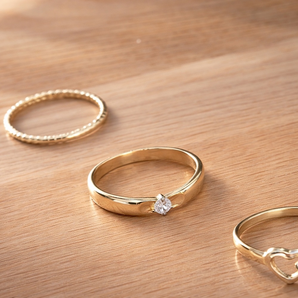 Gold Ring geriffelter Ehering 585