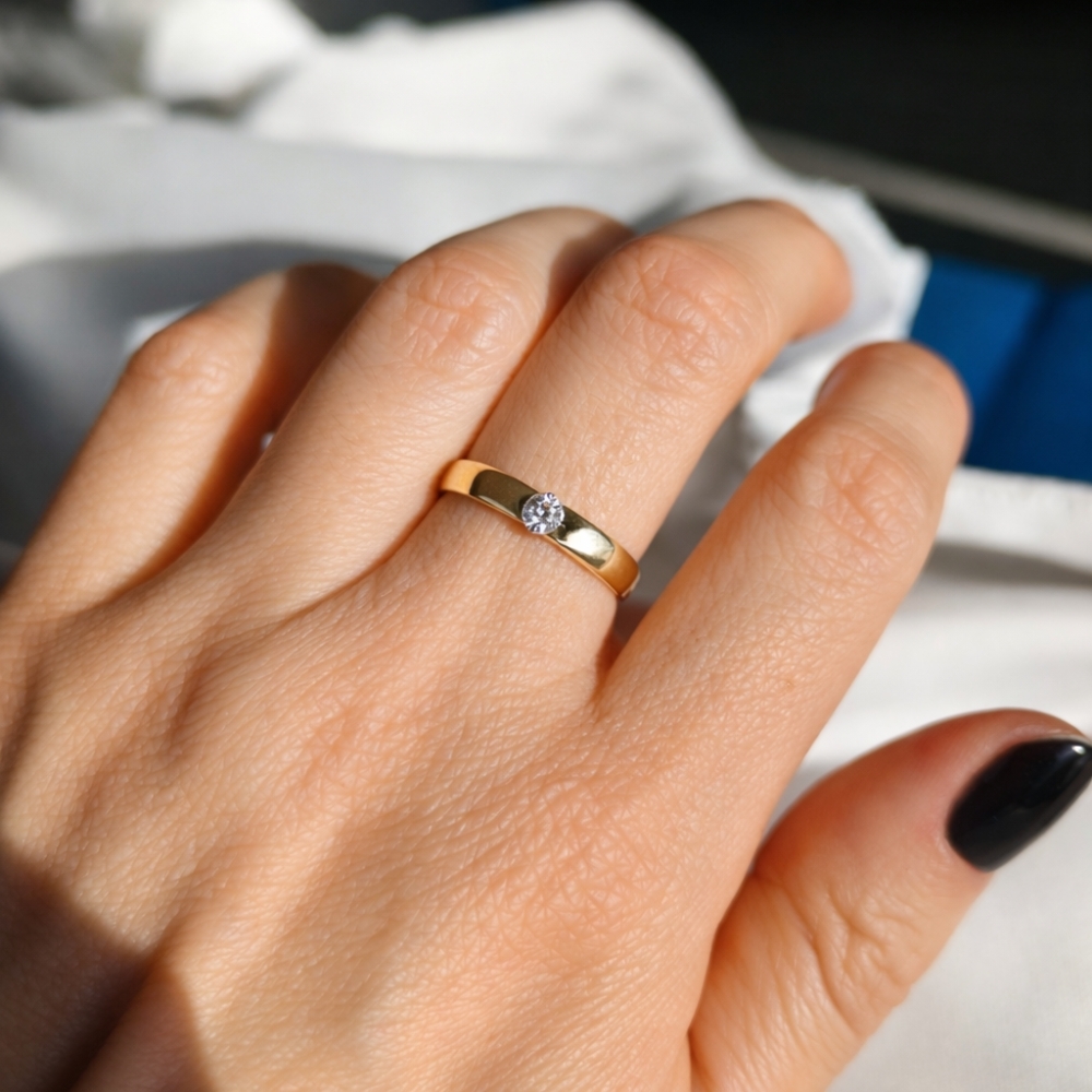 Gold Ring geriffelter Ehering 585