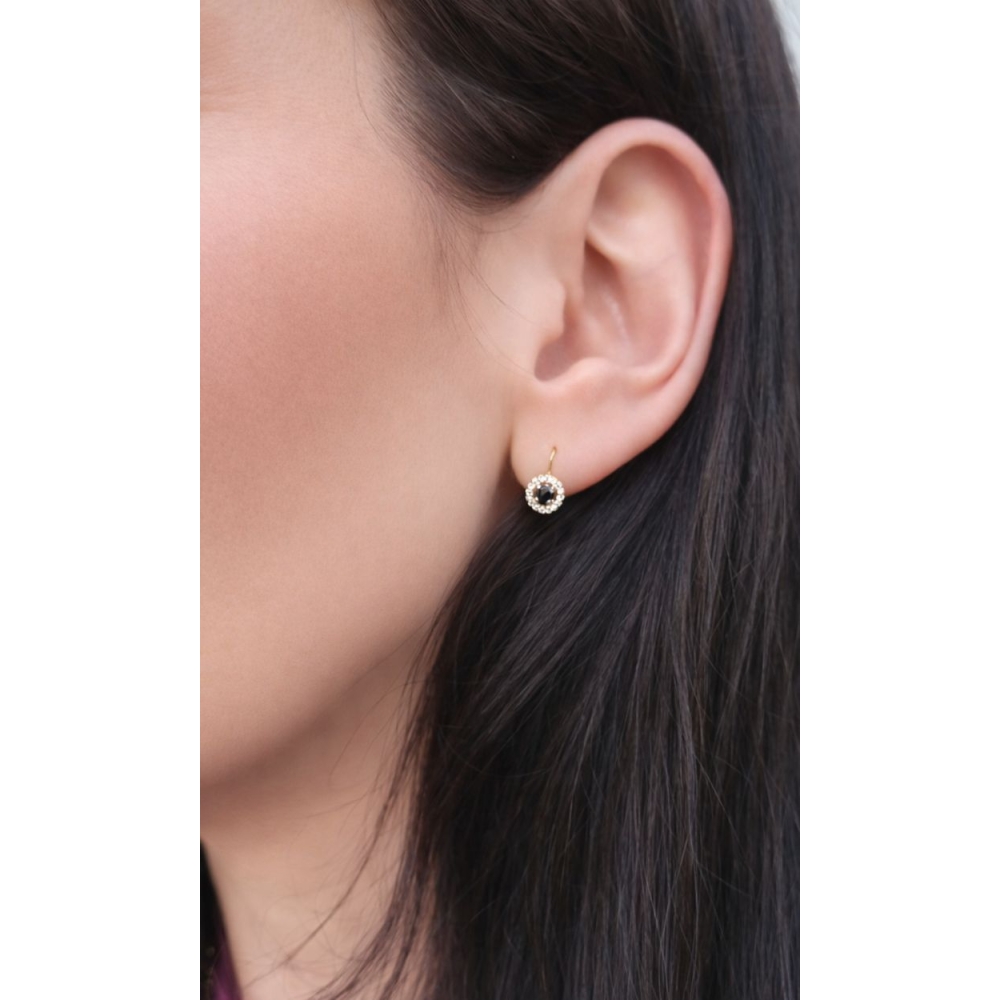 Złote kolczyki z czarnym oczkiem 333