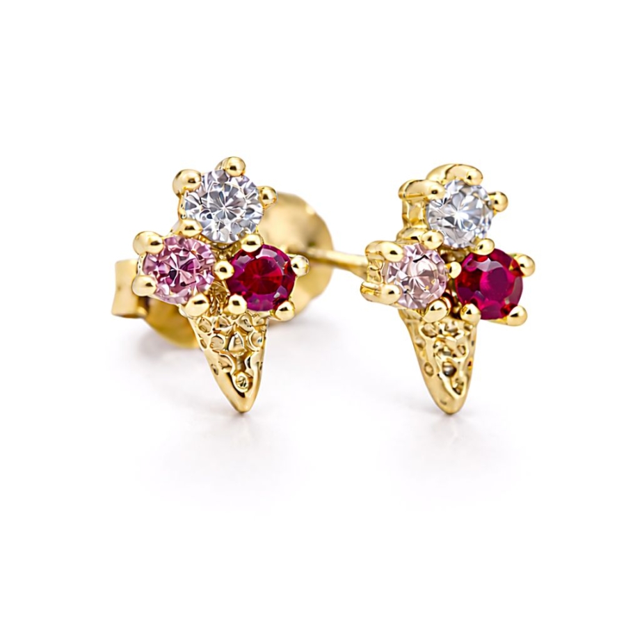 ⭐ Kolczyki złote pełne kółko z cyrkonią na środku ♥ Ergold