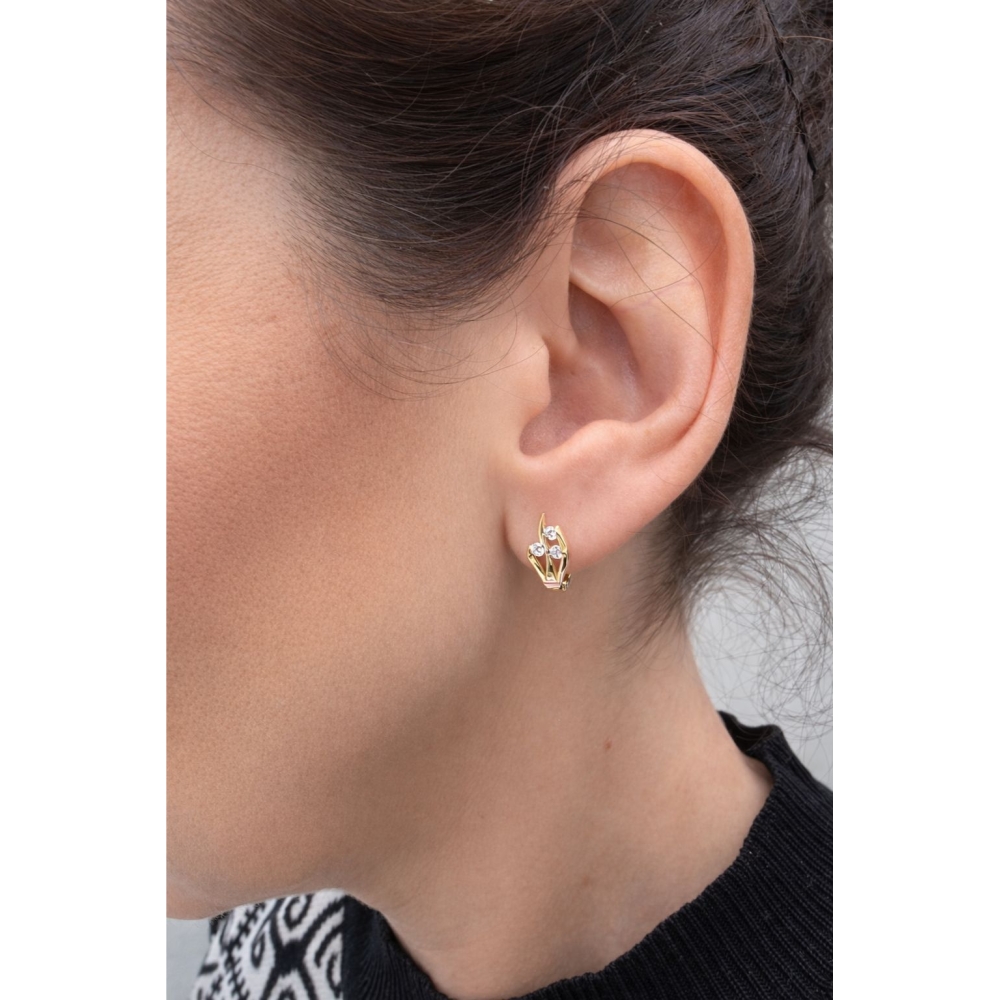 GOLDENE OHRRINGE mit blumengebrlichen Strasssteinen