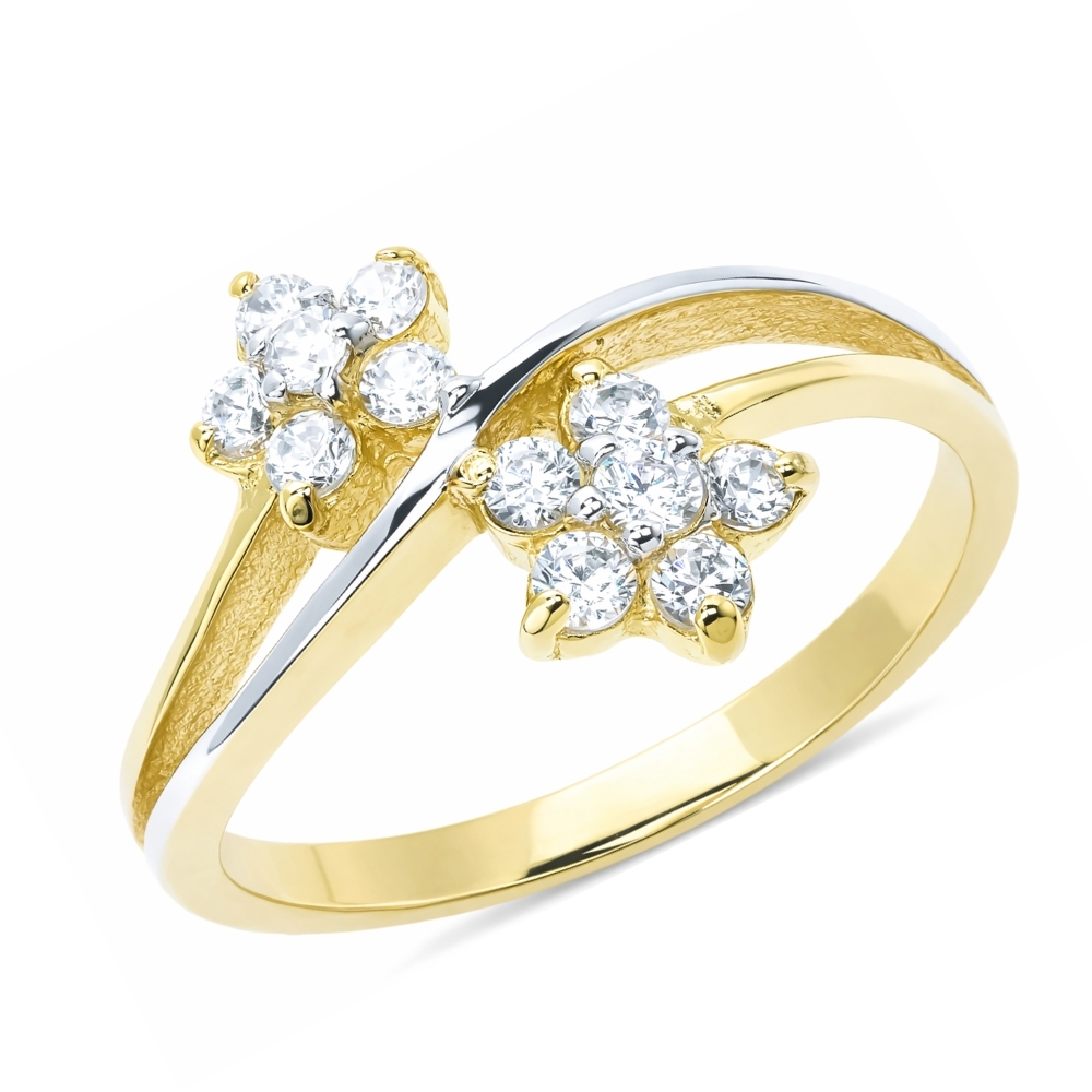 Goldring Zwei Blumen