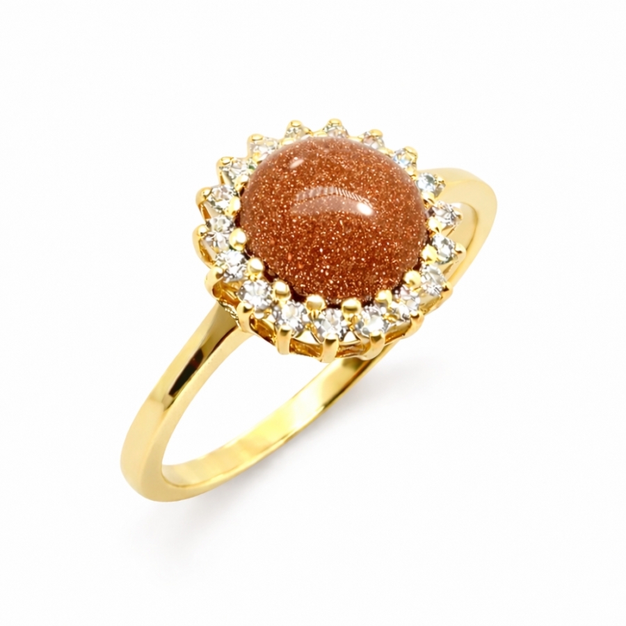 Złoty pierścionek 333 z kamieniem Piasek Pustyni | Darmowa wysyłka| ERgold