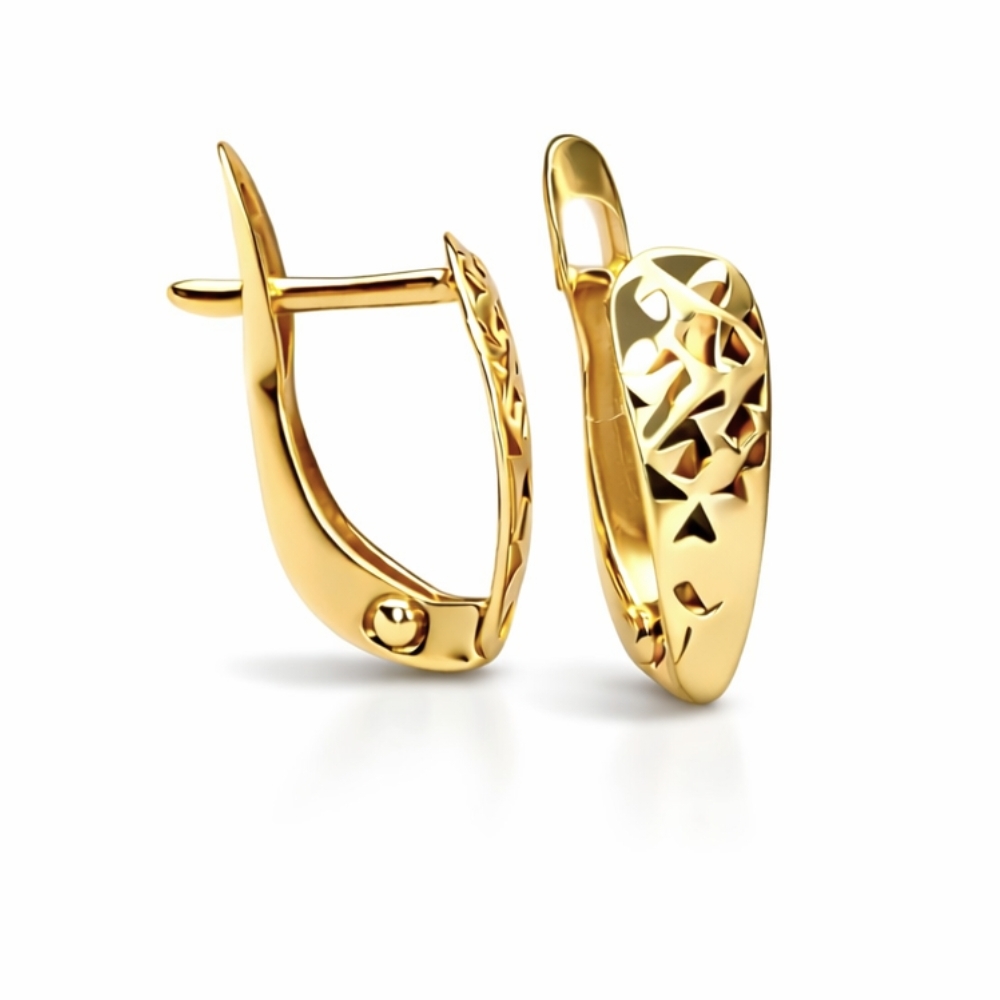 Złote Kolczyki 333 Angielskie Zapięcie Nacinane – Diamentowany Blask