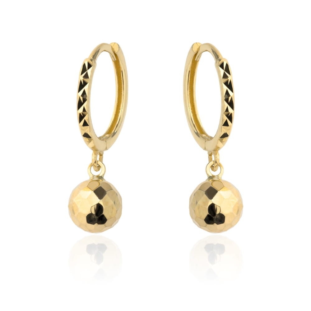 Kolczyki złota kula dyskotekowa zawieszona na kółku