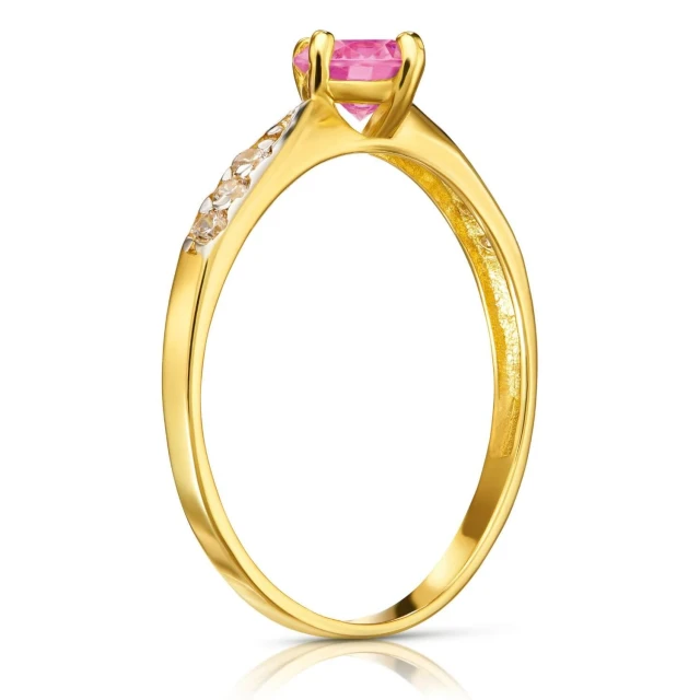 copy of Złoty pierścionek Cyrkonie Only One pudrowy róż