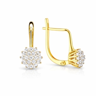 Złote kolczyki czarne kamienie kwiatek próba 585 K1.281Pc| ERgold