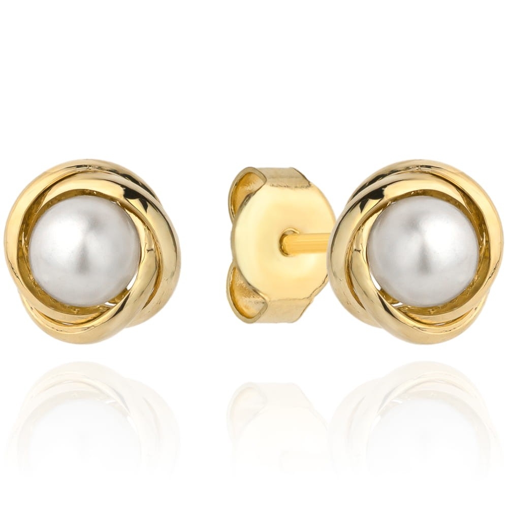 Kolczyki z perłą w złotej oprawie