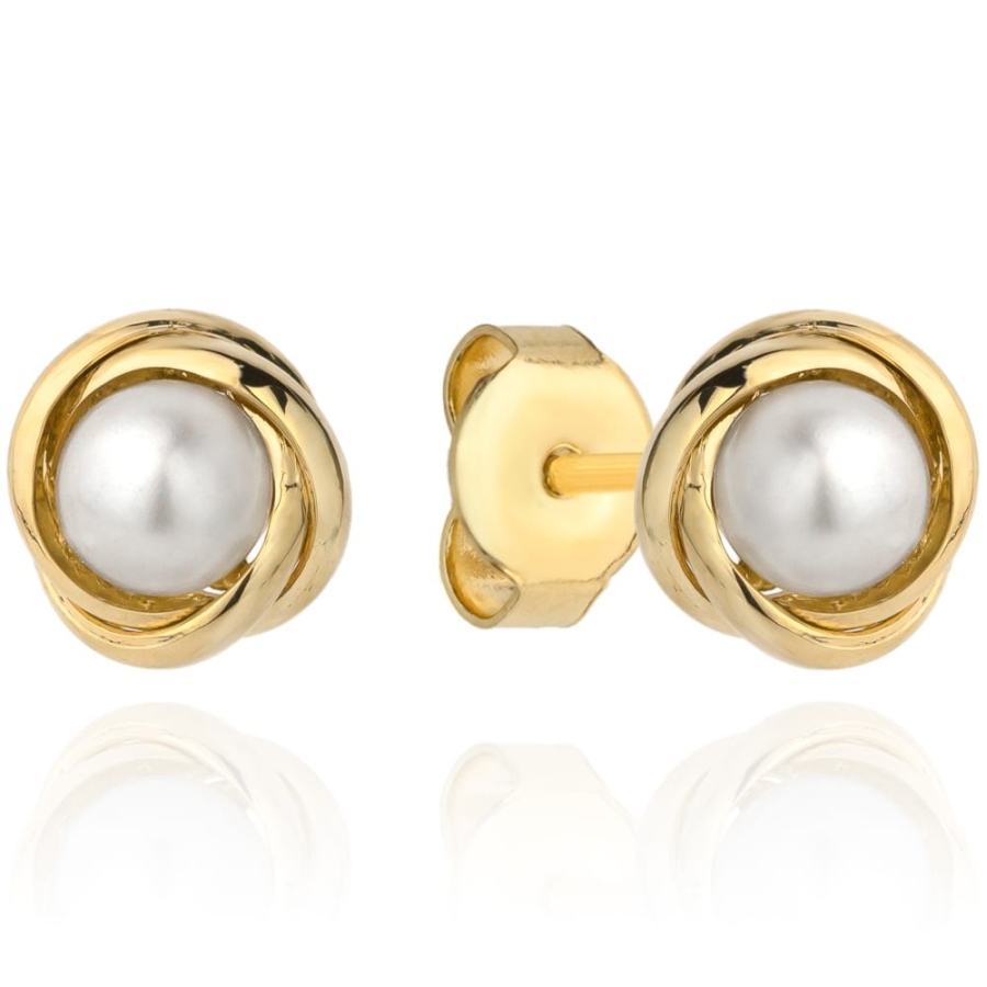 Kolczyki z perłą w złotej oprawie