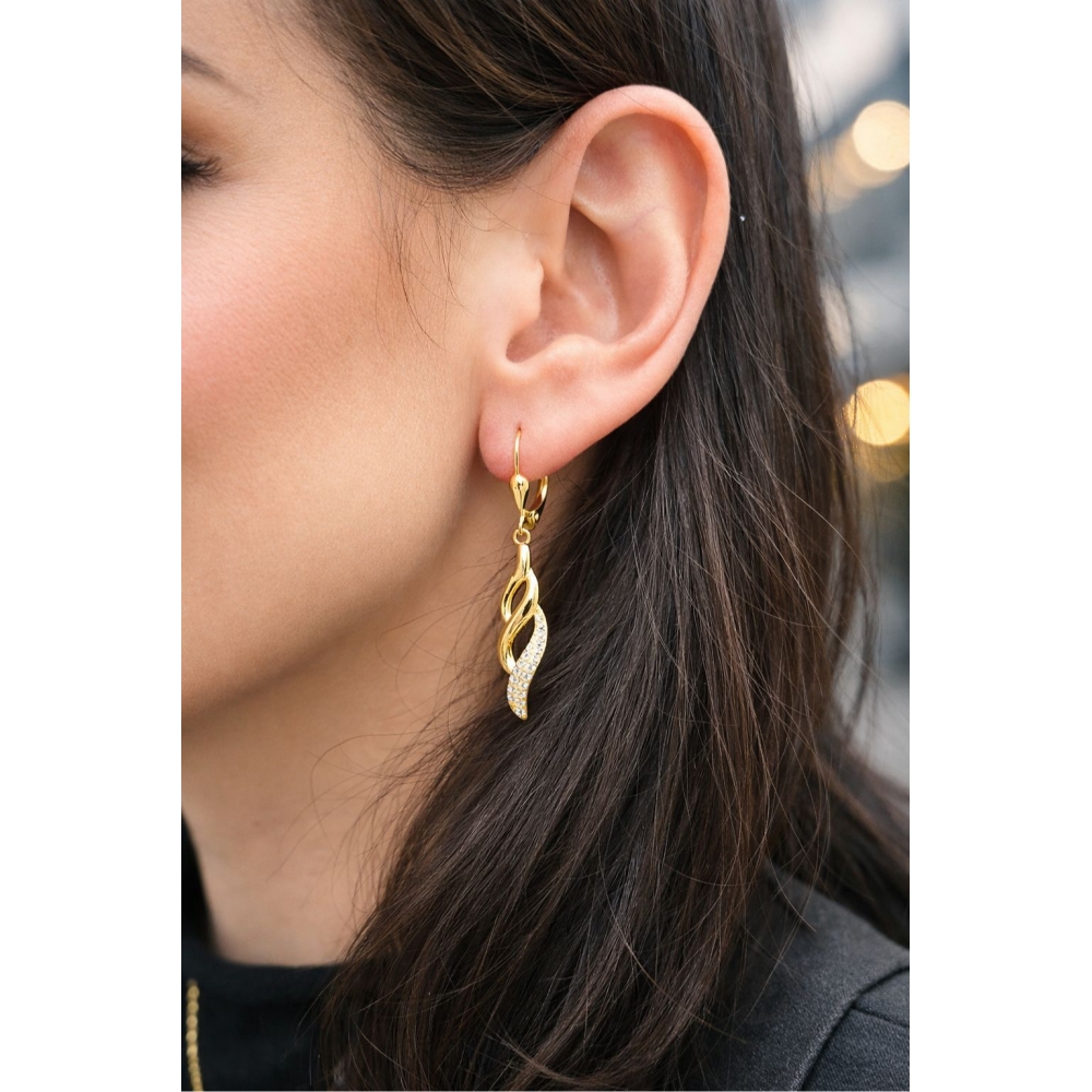 Kolczyki pozłacane wiszące 14K francuskie zapięcie