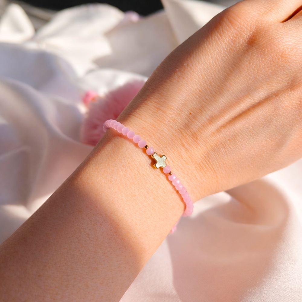 Bransoletka dla Chrzestnej Matki jadeit kuleczki próba 585