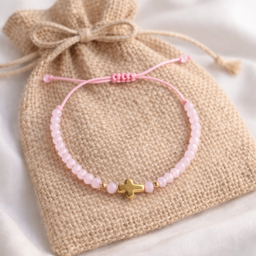 Bransoletka dla Chrzestnej Matki jadeit kuleczki próba 585