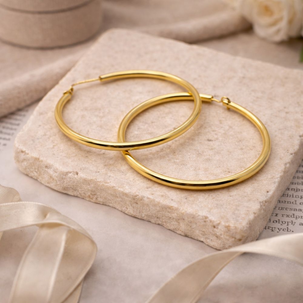 Kolczyki koła pozłacane 4,2 cm modne i efektowne