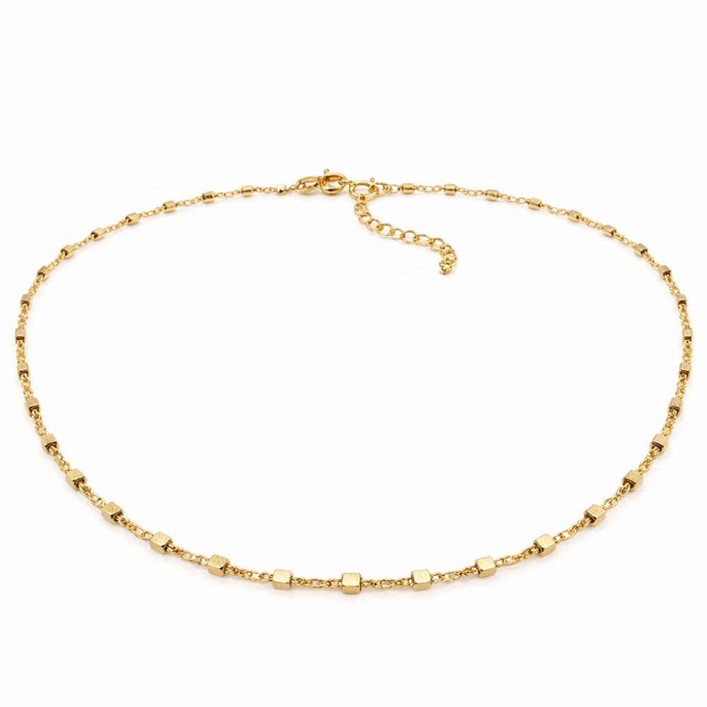 Naszyjnik pozłacany małe kosteczki piękny i subtelny