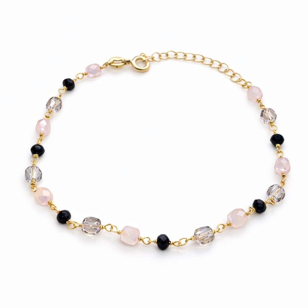 Vergoldetes Armband schwarze Schnur INFINITY