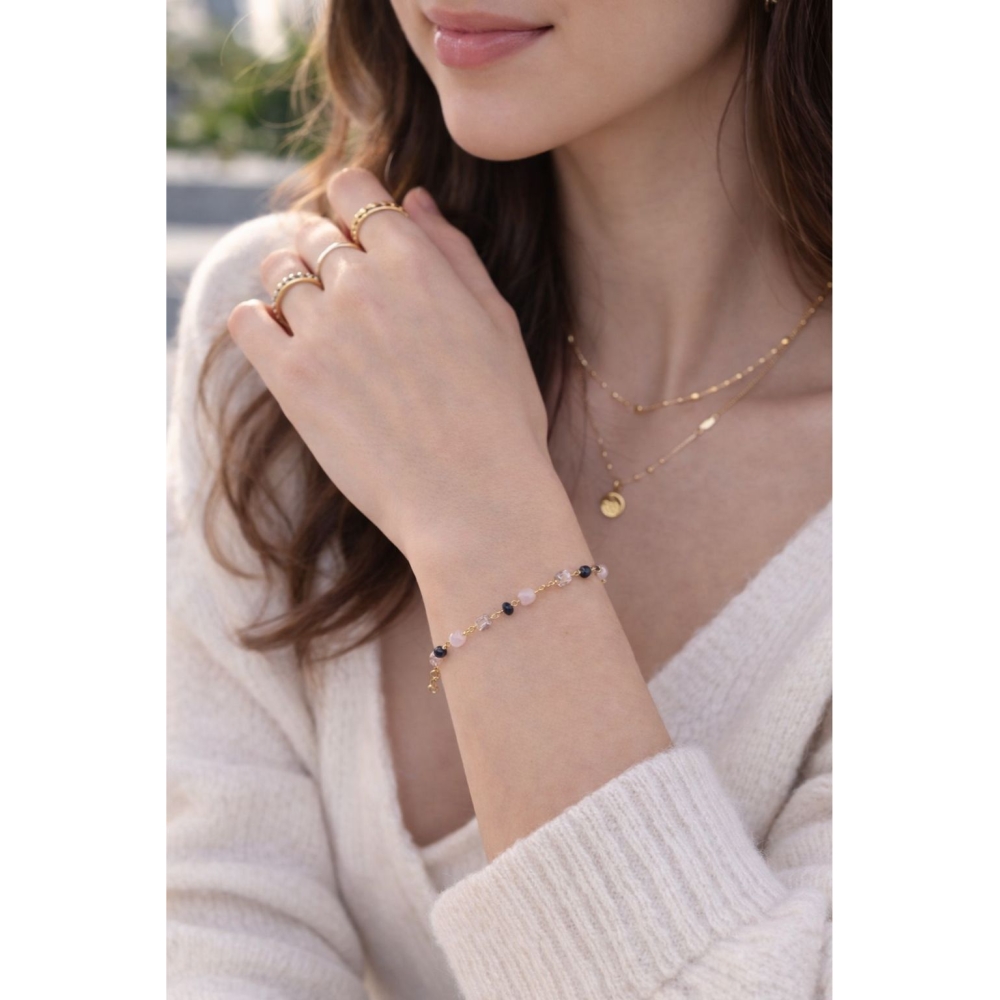 Vergoldetes Armband schwarze Schnur INFINITY