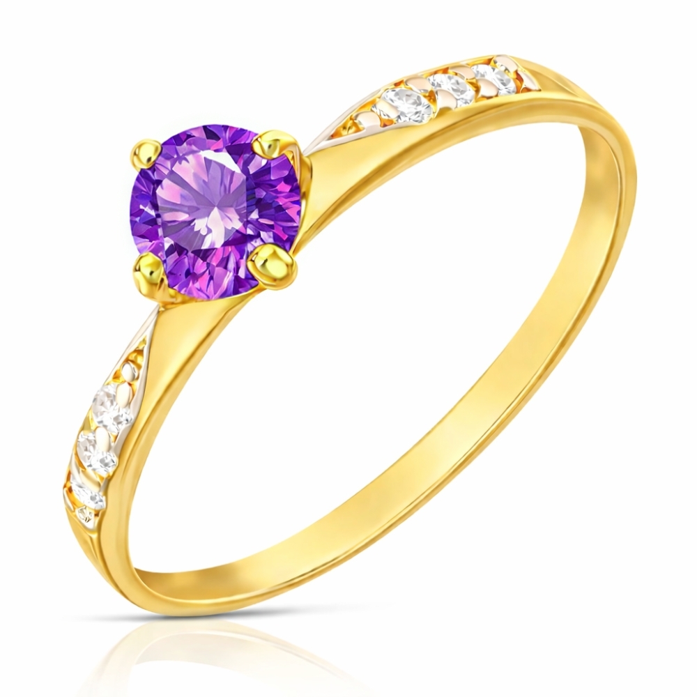 copy of Złoty pierścionek Cyrkonie Only One pudrowy róż