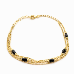 Vergoldetes Armband schwarze Saite INFINITY | ergold