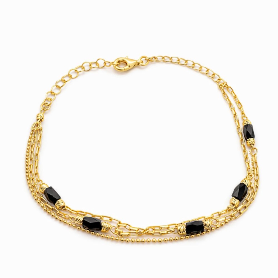 Vergoldetes Armband schwarze Saite INFINITY | ergold