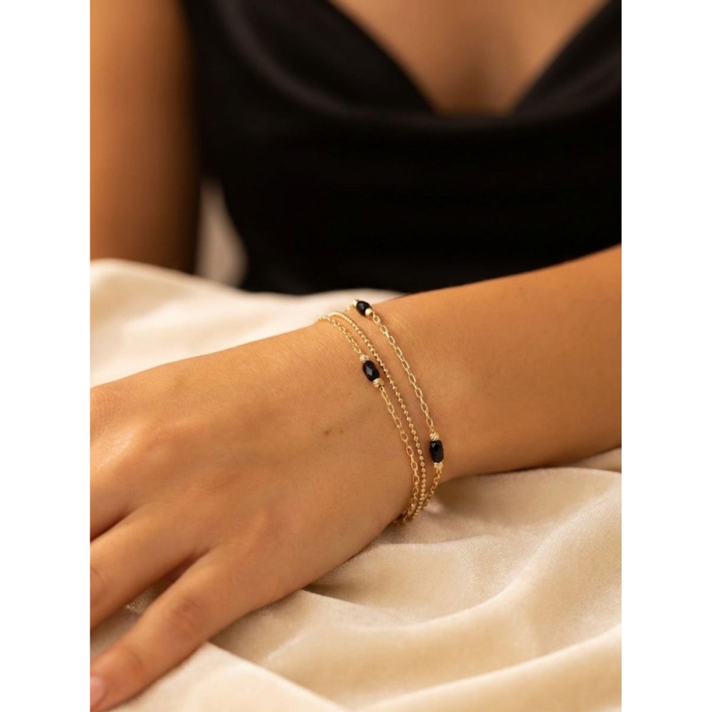 copy of Vergoldetes Armband schwarze Schnur INFINITY