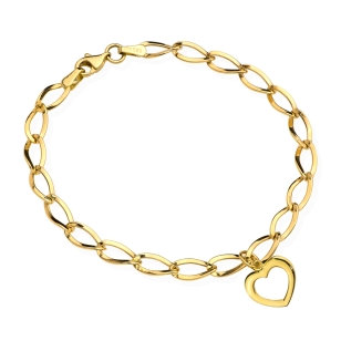 Bransoletka długie ogniwa i złoty kontur serca