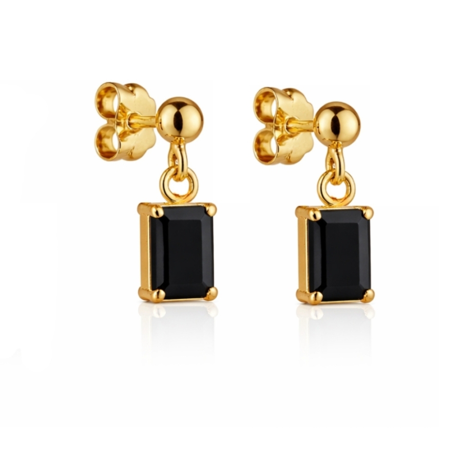 Pozłacane srebrne kolczyki z czarnym ONYKSEM| ERgold