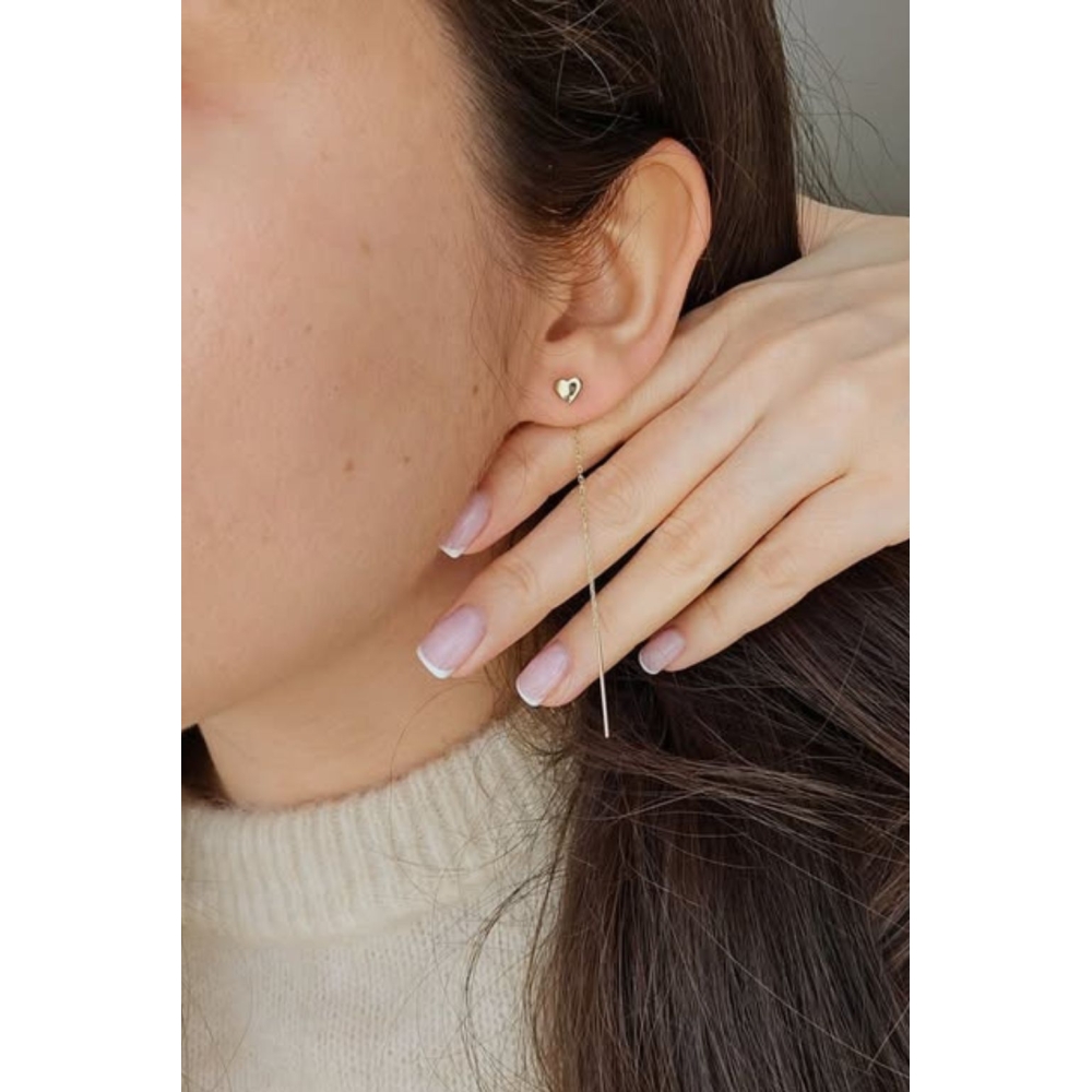 Kolczyki złote przewlekane serca z otwartym tyłem