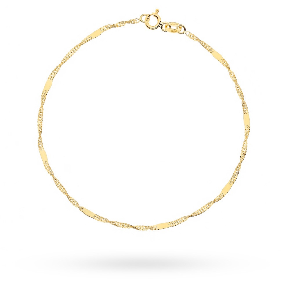 Bransoletka złota - splot singapure z blaszką na nogę