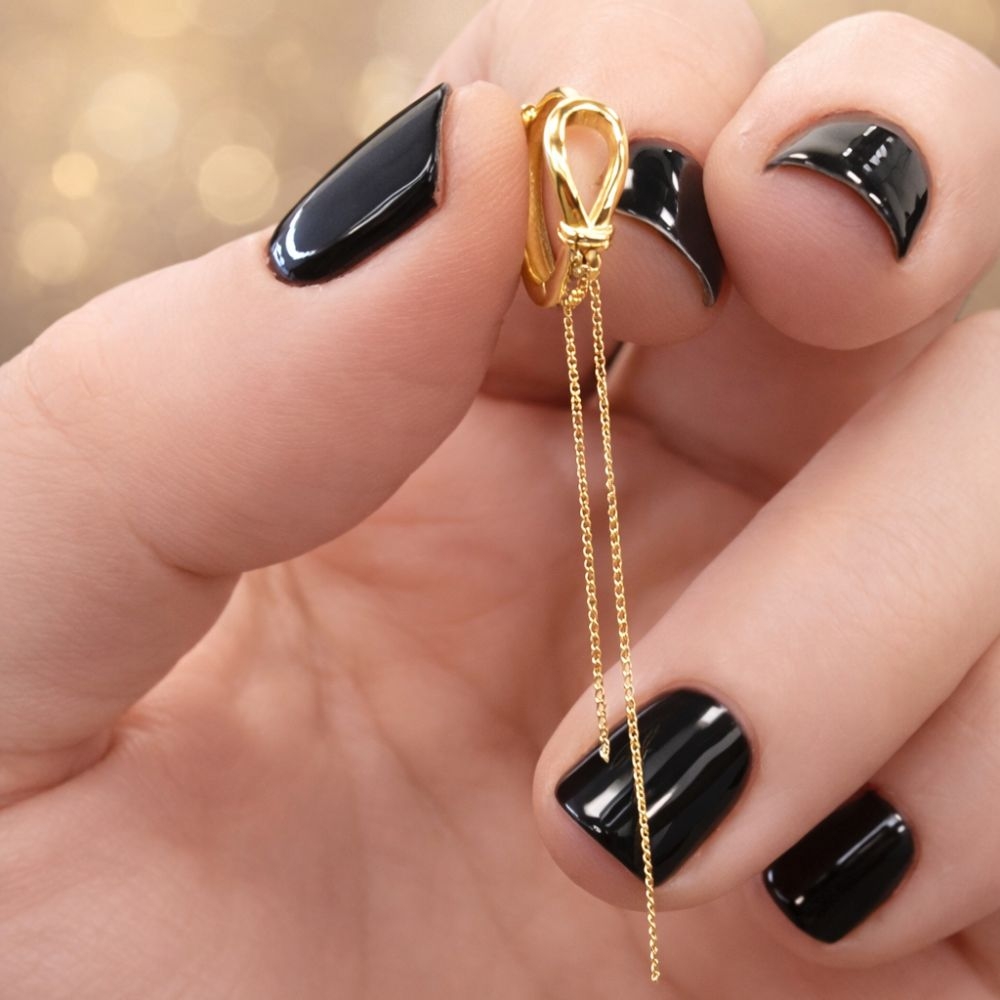 Pozłacane srebrne kolczyki kółeczka z podwójnym łańcuszkiem