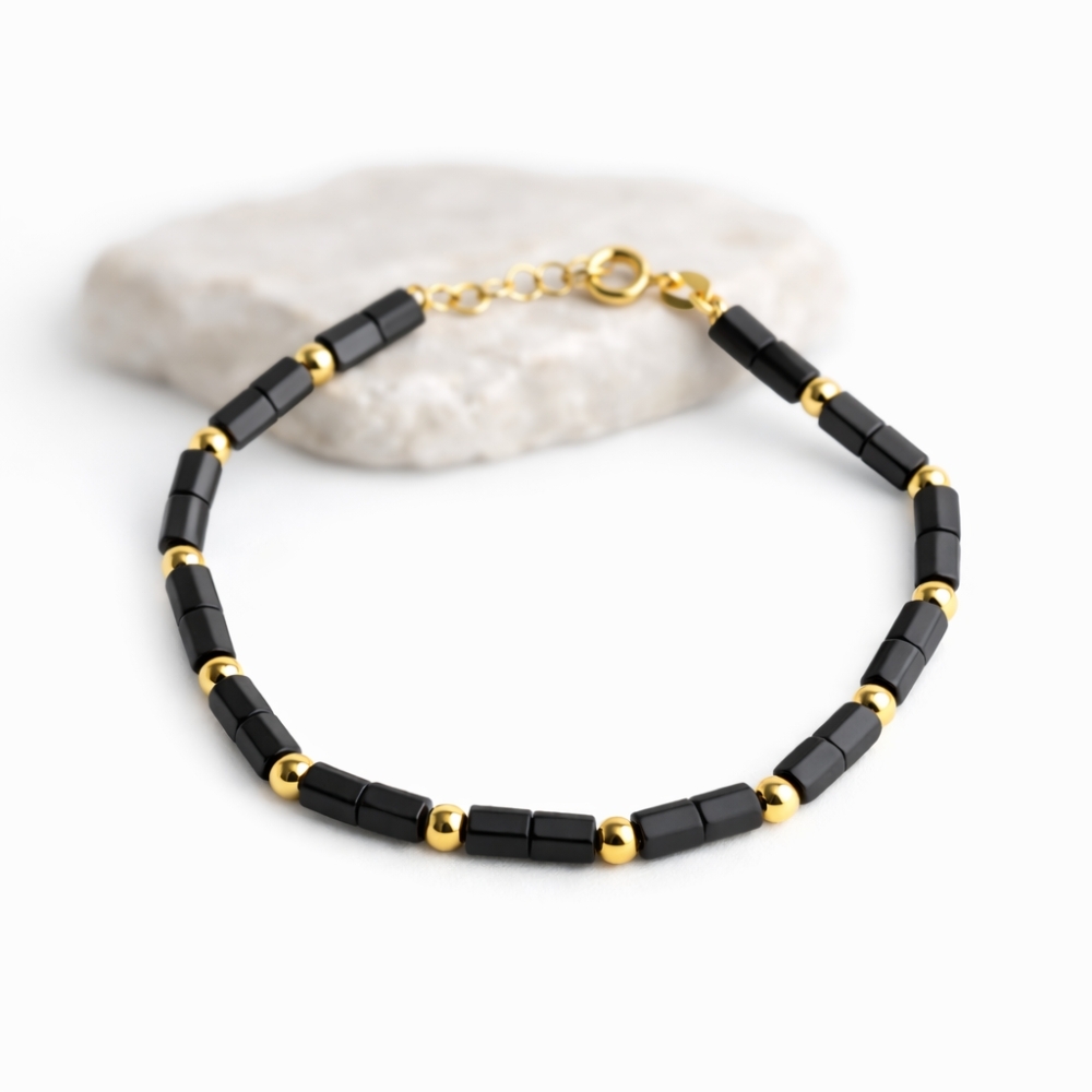 copy of Vergoldetes Armband schwarze Schnur INFINITY