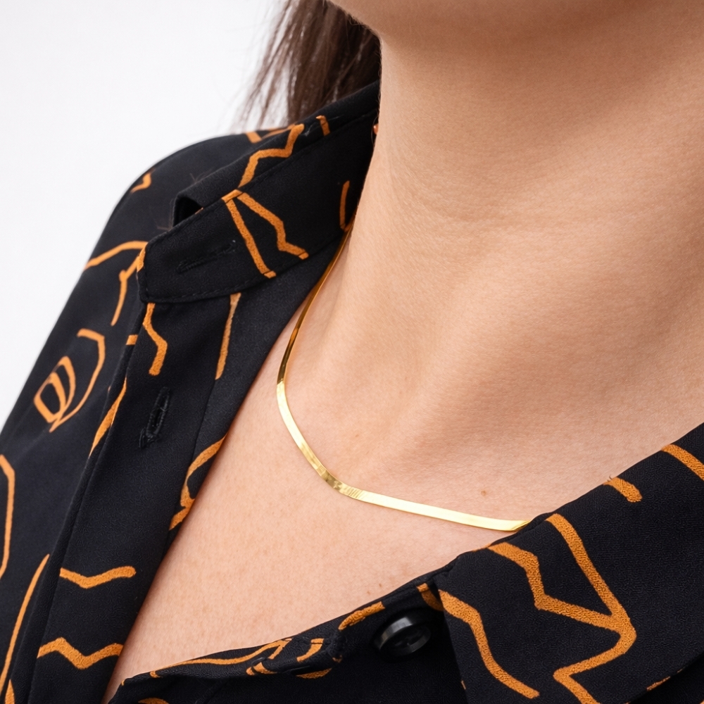 Łańcuch złoty taśma wąska 42cm