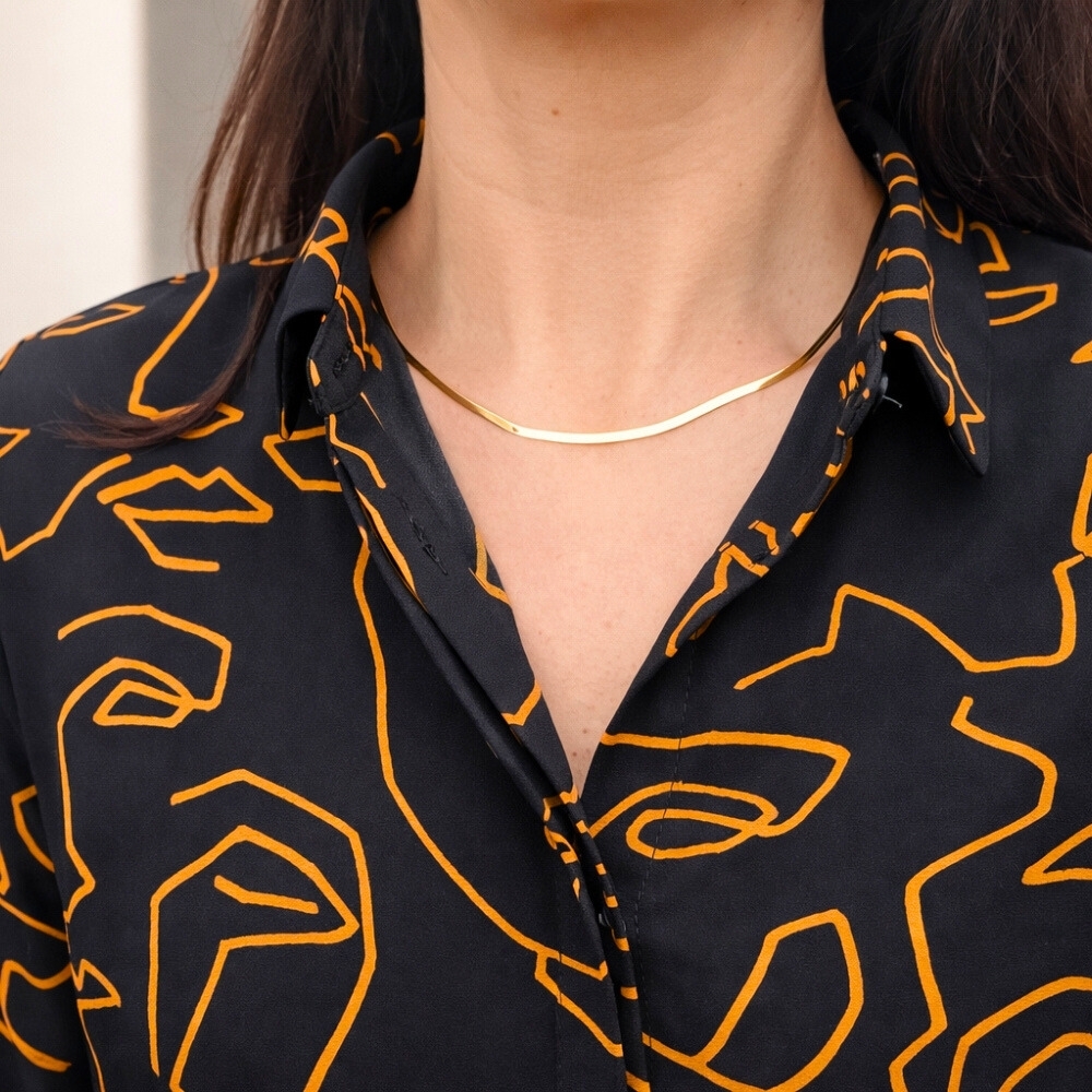 Łańcuch złoty taśma wąska 42cm