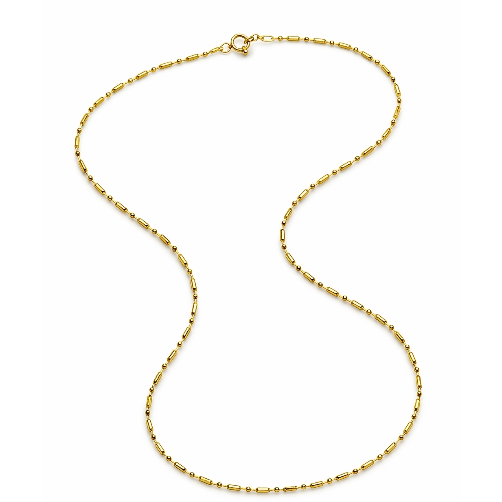 Srebrny łańcuszek złocony 14k kulki 44 cm