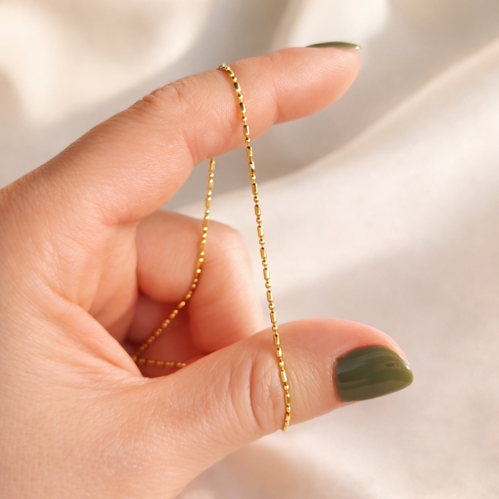 Srebrny łańcuszek złocony 14k kulki 44 cm