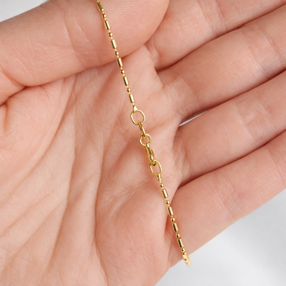 Srebrny łańcuszek złocony 14k kulki 44 cm