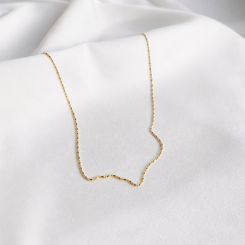 Srebrny łańcuszek złocony 14k kulki 44 cm