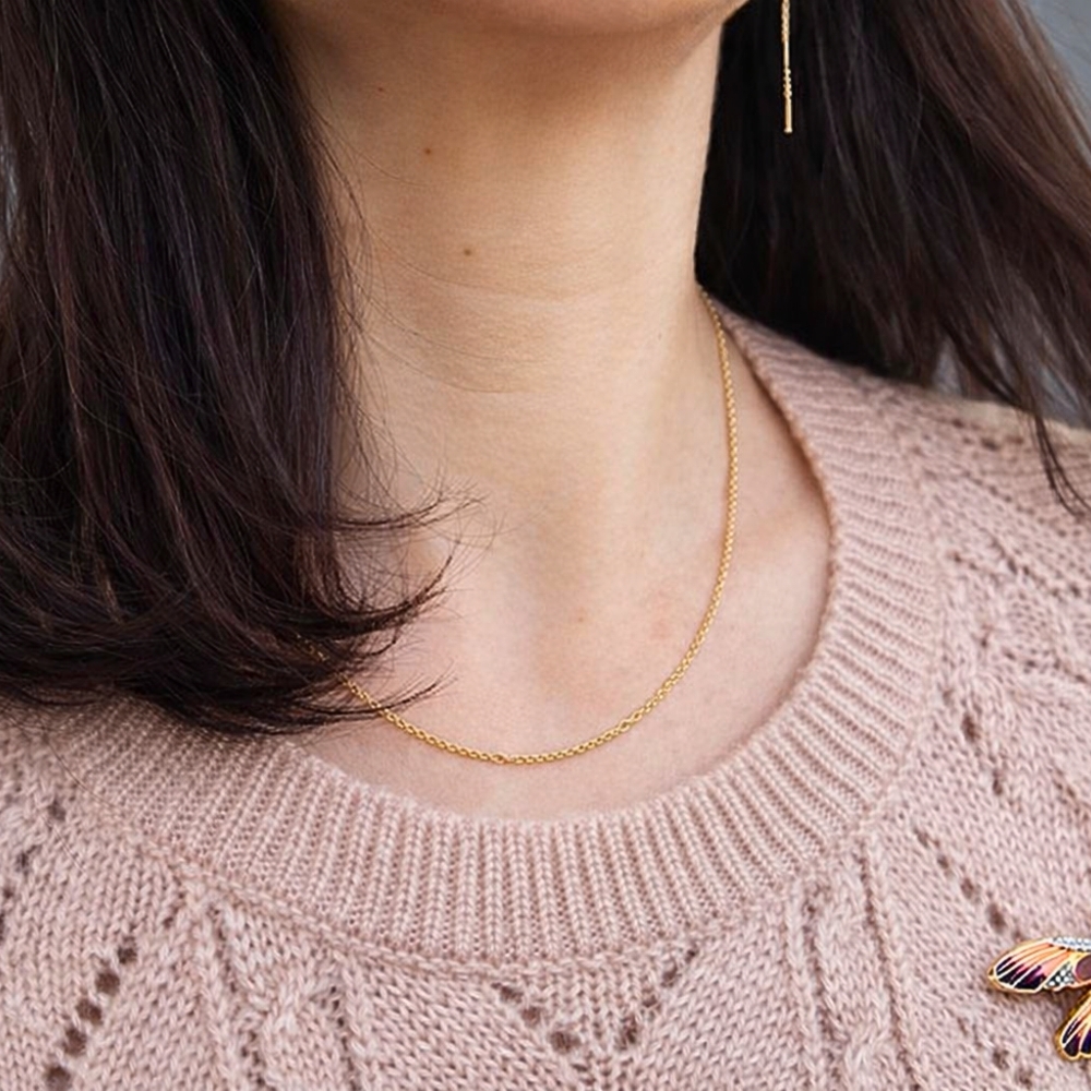 Srebrny łańcuszek złocony 14k splot Ankier 45cm