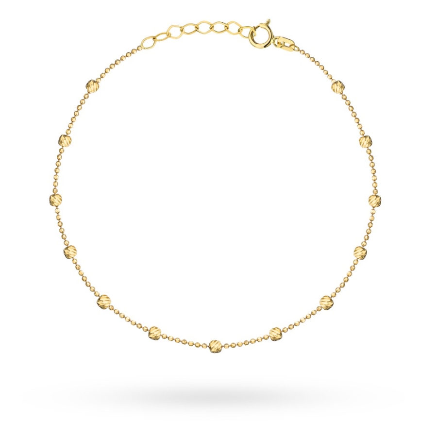 Bransoletka złota kulkowa z diamentowanymi kulkami