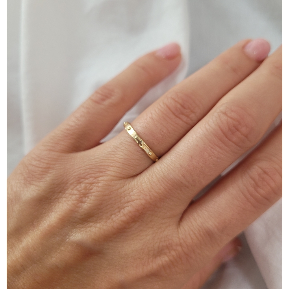 Złoty pierścionek różaniec 375