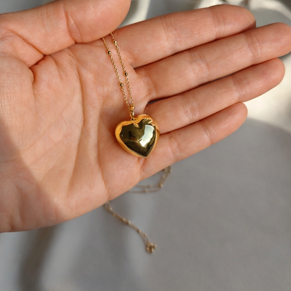 Srebrny pozłacany 14k naszyjnik SERCE dmuchane