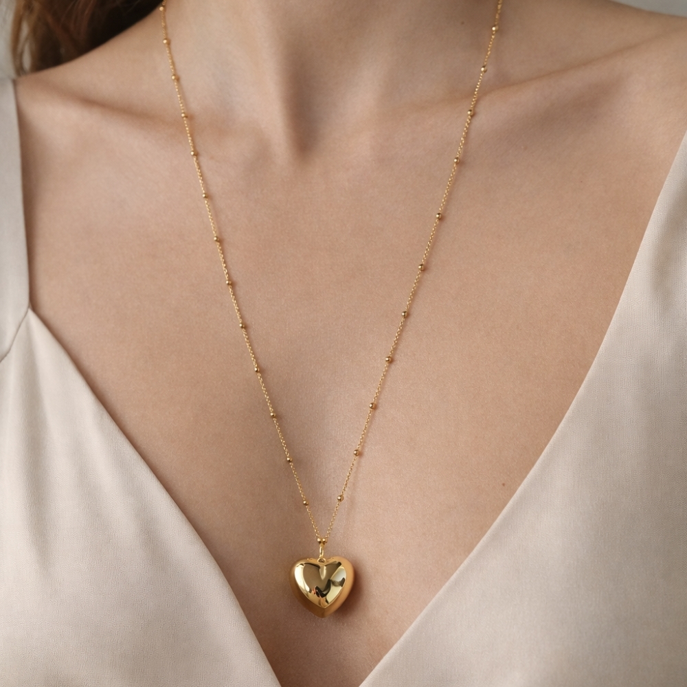 Srebrny pozłacany 14k naszyjnik SERCE dmuchane