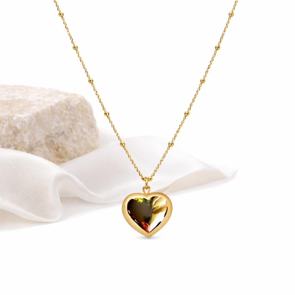 Srebrny pozłacany 14k naszyjnik SERCE dmuchane