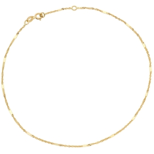 Bransoletka złota na nogę splot Singapure z blaszką