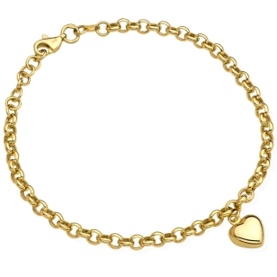 Bransoletka złota na łańcuszku ankier i zaw serce