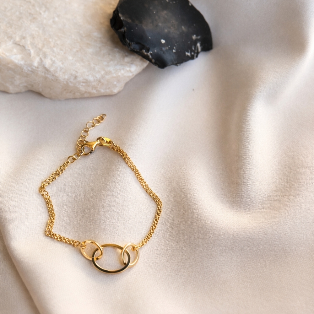 copy of Vergoldetes Armband schwarze Schnur INFINITY