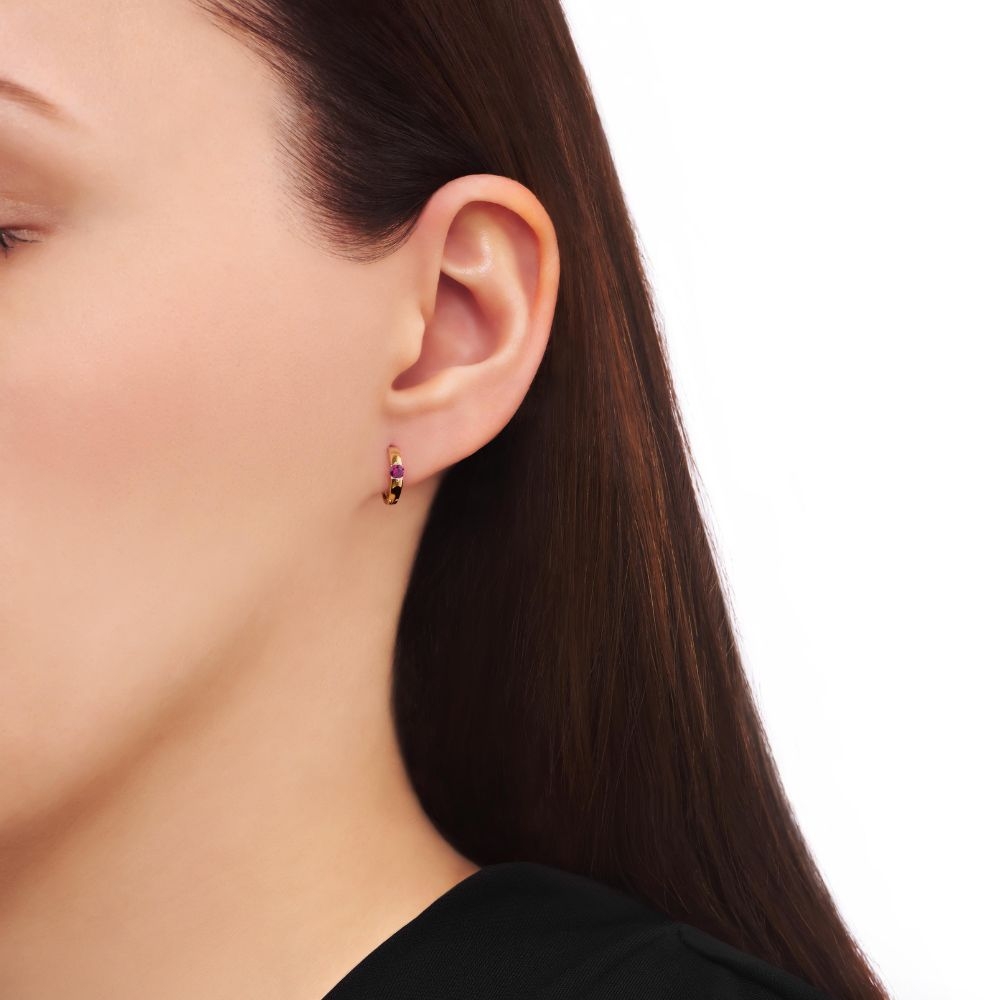 Złote kolczyki dla dziewczynki rubinowa cyrkonia próba 375