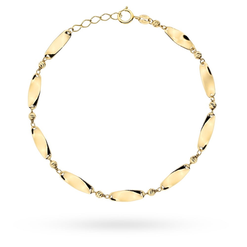 Bransoletka złota skręcone blaszki i diamentowane kulki