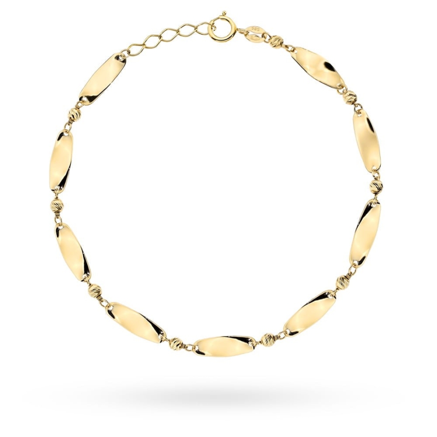 Bransoletka złota skręcone blaszki i diamentowane kulki