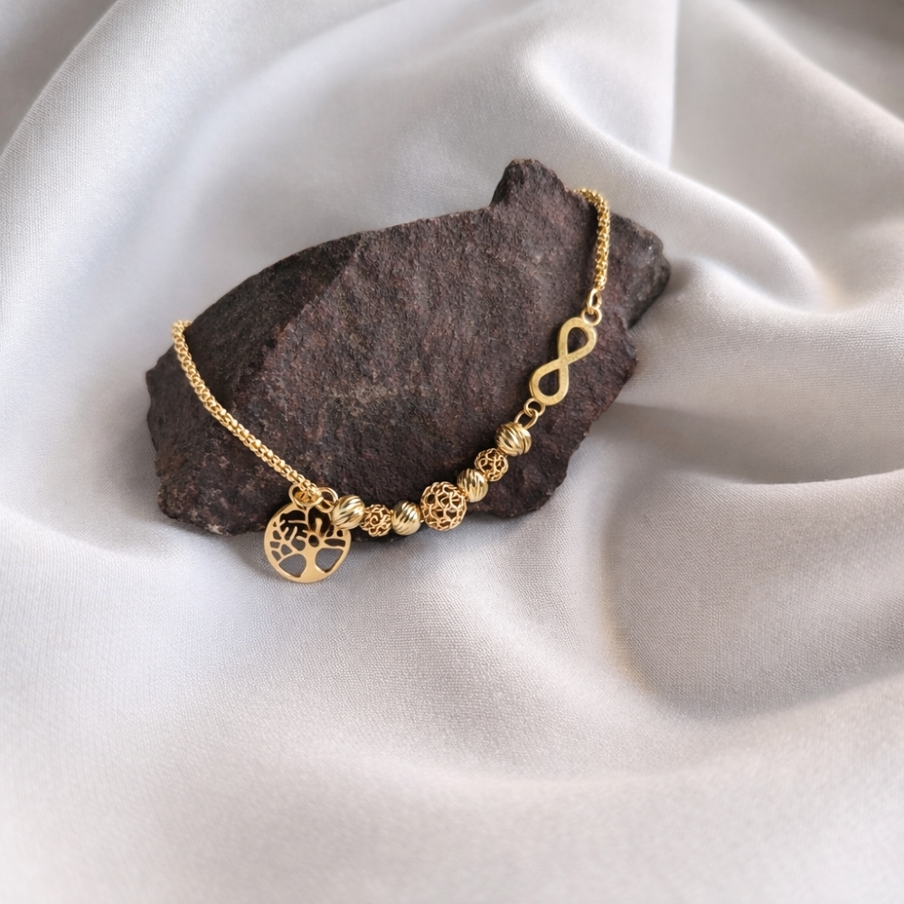 copy of Vergoldetes Armband schwarze Schnur INFINITY