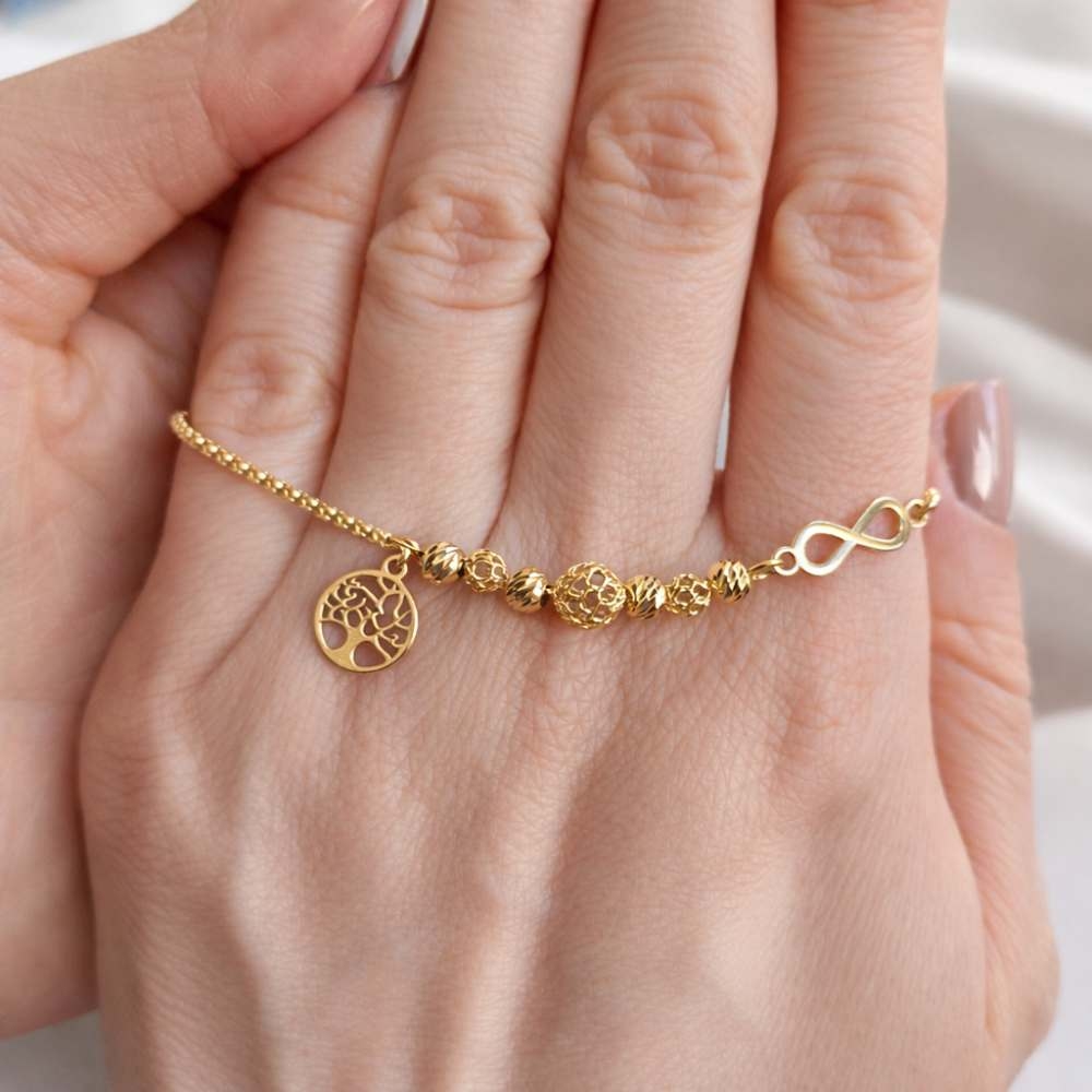 copy of Vergoldetes Armband schwarze Schnur INFINITY